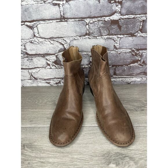 UGG 1098310 BANDARA Brown Leather Block Heel Ankle Booties SAHARA Boots Women 8M - Picture 10 of 16